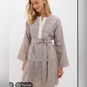 TUCKERNUCK Brown Stripe Linen Tobi Mini Dress NWT